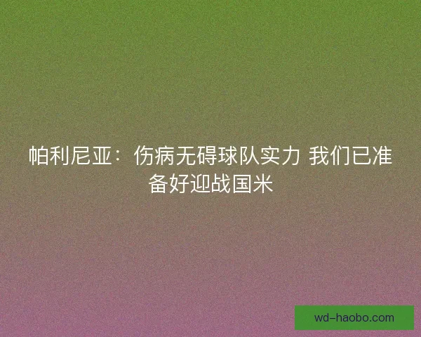 帕利尼亚:伤病无碍球队实力 我们已准备好迎战国米 帕利尼亚:伤病无碍球队实力 我们已准备好迎战国米