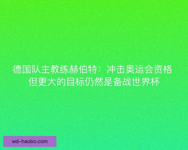 德国队主教练赫伯特：冲击奥运会资格 但更大的目标仍然是备战世界杯